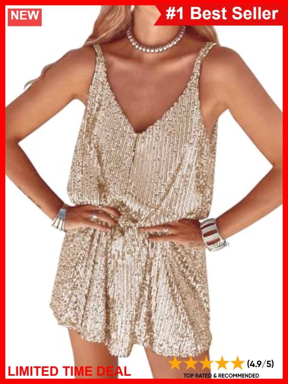 Sequin Mini Dress Deep V-Neck Sleeveless Club Night Out Party